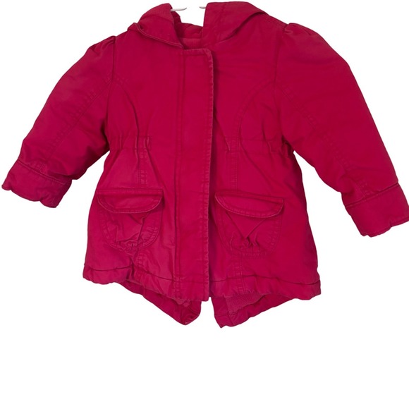 Old Navy Hot Pink Hooded Jacket 18-24 Months Infant Girls Coat Winter Cozy Warm - Picture 1 of 15